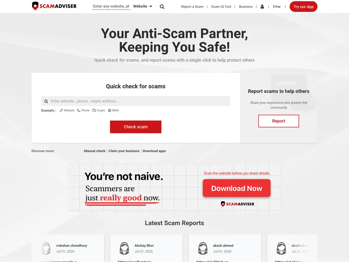 scamadviser.com — Consumer safety site on the Ezoic network